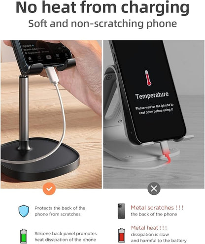 LISEN Cell Phone Stand Phone Holder for Desk Office Decor, Office Desk Accessories Women PC Gaming Essentials iPhone Stand Gadgets Men Gift for Father Fit OtterBox Case Switch iPad Air Tablet 4-10 in