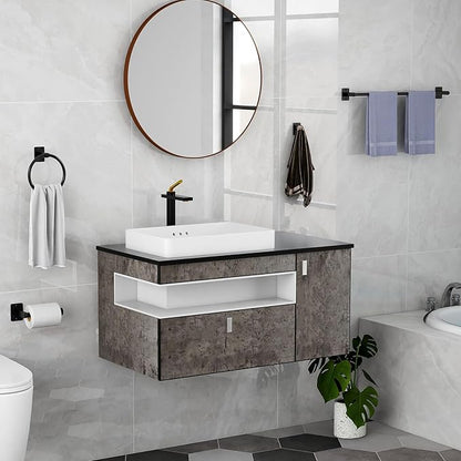 KLJKPA 8 Pieces Bathroom Hardware Set, 24 inch Towel Bar, Matte Black Bathroom Accessories Set, Towel Racks for Bathroom, Robe Towel Hooks, Toilet Paper Holder Wall Mounted