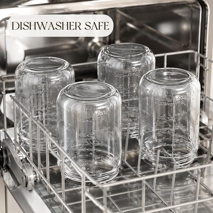 KEMORELA 4-Pack 16oz Overnight Oats Containers with Lids, Wide Mouth Glass Mason Jars with Airtight Lids, Reusable Glass Food Storage Containers for Yogurt, Chia Pudding, Salad, and Pickles