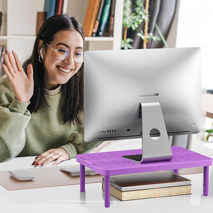 WALI Computer Monitor Stand for Desk, Adjustable Laptop Riser, Desk Monitor Stand Underneath Storage for Office, Home, School Supplies (PTT001-V), 1 Pack, Violet