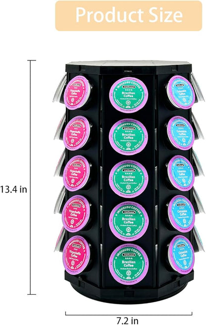 K Cup Coffee Pod Holder Storage Carousel Organizer Stand Compatible with 40 K-Cup Pods(Black-002)