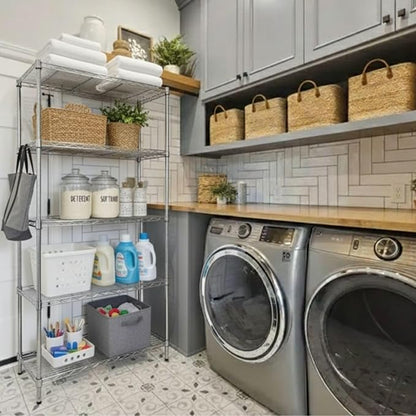 hiLISS Heavy-Duty Chrome Steel Wire Shelving NSF Certified. Adjustable Storage Rack for Kitchen,Garage,and Laundry Utility Room (Chrome-5Tiers-36x14x72)