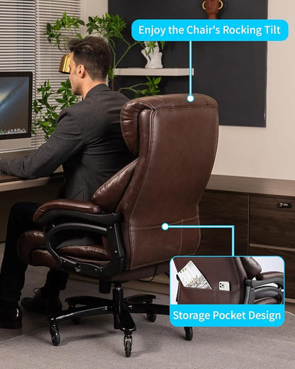 800lbs Executive Chairs, Executive Desk Chairs with Adjustable Lumbar Support, Office Chair for Heavy People, Heavy Duty Office Chair with Quiet Rubber Wheel and Extra Wide seat