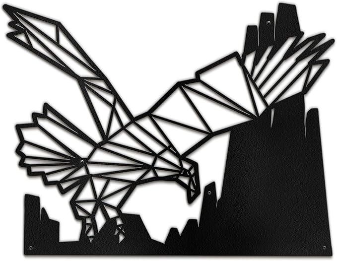 SIGNLEADER Metal Wall Art Decor Eagle Preying Modern Abstract Wall Sculpture Hangings Home Decoration for Living Room, Bedroom, Bathroom, Kitchen, Outdoor - 36" Black