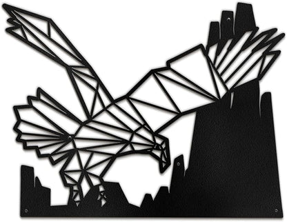 SIGNLEADER Metal Wall Art Decor Eagle Preying Modern Abstract Wall Sculpture Hangings Home Decoration for Living Room, Bedroom, Bathroom, Kitchen, Outdoor - 12" Black