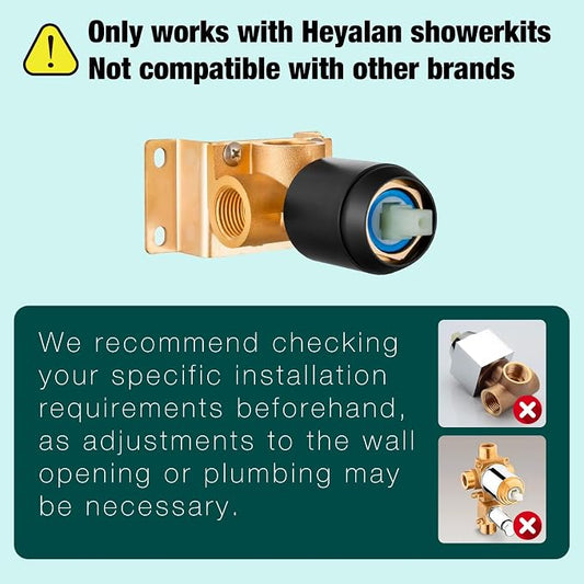 Heyalan Shower Faucet Set with Valve, Bathroom Rainfall Shower System, Wall Mount Single Handle Shower Trim Kit, Rainfall Fixed Shower Head, 8 Inch Square Shower Head, Matte Black