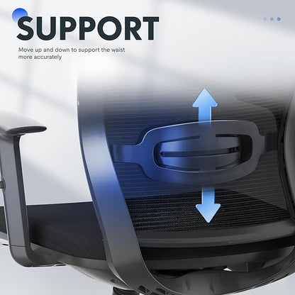 FLEXISPOT OC3 Cloud Ergonomic Office Chair High Back Mesh Swivel Computer Chair Executive Office Desk Chairs with Adjustable Lumbar Support/2D Headrest/Lockable Backrest, Foam Seat Cushion, Black