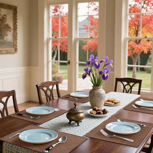 Homaxy Cloths Placemats for Dining Table Set of 4, Heat Resistant Washable Cotton Linen Blend Table Mats, Easy to Clean Place Mats for Indoor Outdoor Party Kitchen Decoration, 13" x 18", Brown