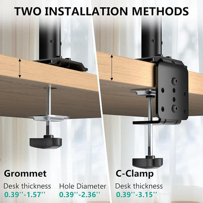 WALI Single Long Monitor Arm - Computer Monitor Arm Desk Mount for 13-32 inch, Hold up to 19.8lbs, Extra Long Adjustable Stand, Full Motion Tall Arm, VESA 75/100mm, (GSDM001L)