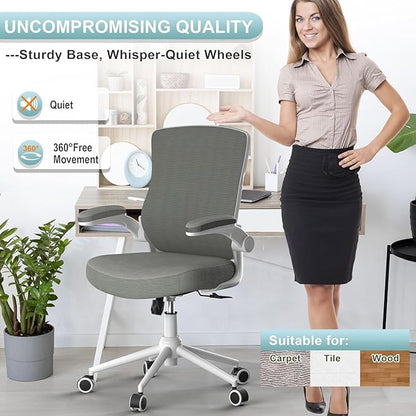 Office Chair, High Back Desk Chair Adjustable Height and Ergonomic Design Home Office Computer Chair, Executive Lumbar Support Padded Flip-up Armrest Office Chair
