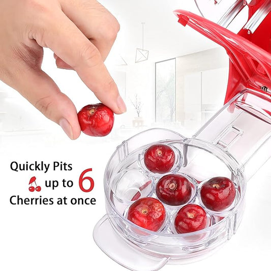 Cherry Pitter - UCMORX Multi Cherries Corer Stainless Steel Pitter Tool with Labor-Saving Design Safe Lock Design for Making Cherry Jam - 6 Cherries