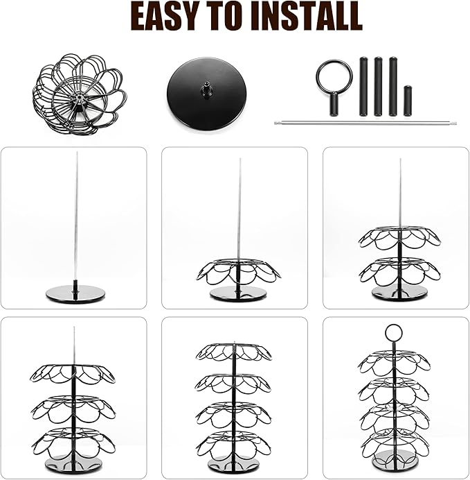 4-Tier K-Cup Holder Compatible with 36 K-Cups, Coffee Pod Carousel, Coffee Pod Storage Stand Detachable Organizer for Countertop, Spins 360-Degrees