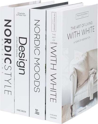 Mono Large | 4 PCS Faux Decorative Books for Home Decor | Not Real Books (Cardboard Boxes) | Coffee Table, Shelf Styling & Modern Aesthetic Accent Pieces for Living Room, Office