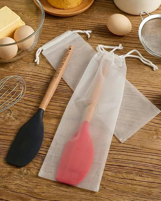 1Pcs Silicone Spatula for Cooking Baking, Personalized kitchen Utensils with Wooden Handle, Non-Stick Heat Resistant Scraper (CUSTOM Name Pattern), Baking Mixing Rubber Tool