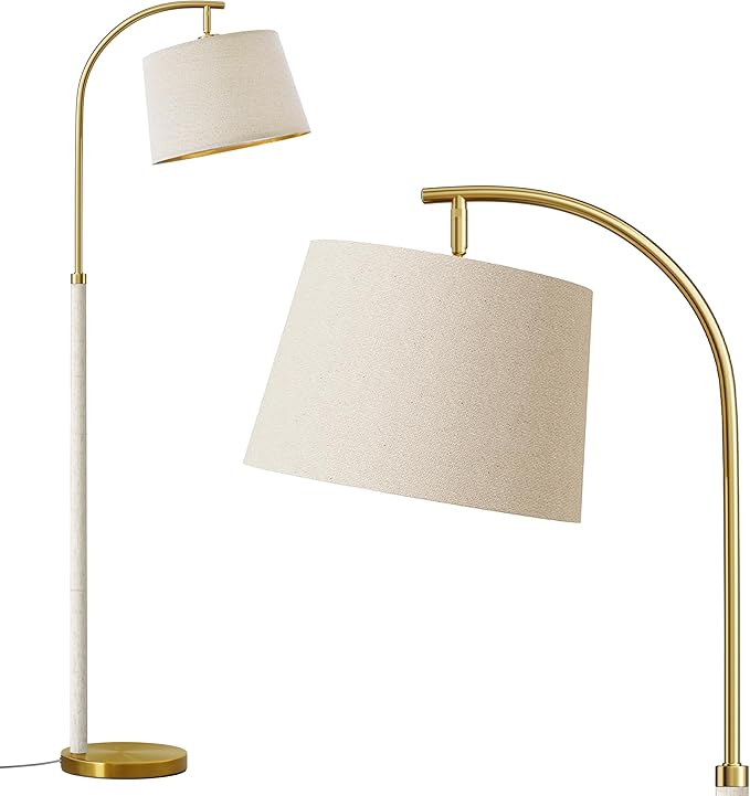 63" Wood Floor Lamp for Living Room Dimmable Standing Lamp with Remote & Foot Switch, 3 Color Temperatures Tall Lamp Mid Century Modern Floor Lamp for Bedroom Office, 9W Bulb Included, White