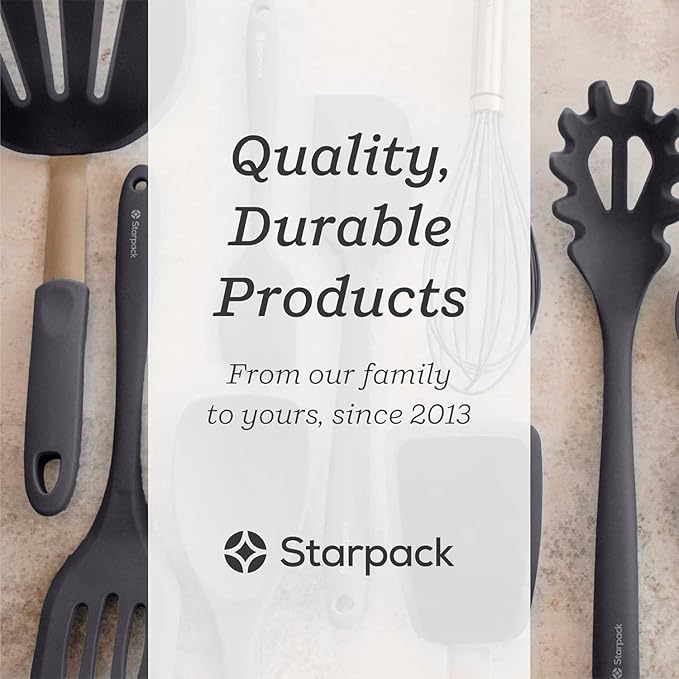 Starpack 'Mix it Up' Premium Silicone Cooking Spoons - Silicone Mixing Spoons for Baking Heat Resistant 600°F - Kitchen Spoons for Nonstick Cookware - LFGB Grade Serving Spoons - Rubber Stirring Spoon