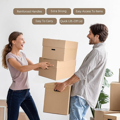 4 Pack Wine Glass Moving Boxes Kitchen Moving Boxes with Handle Kitchen Kit with Lid for Dish Glassware (Brown,20 x 15 x 12 Inches)