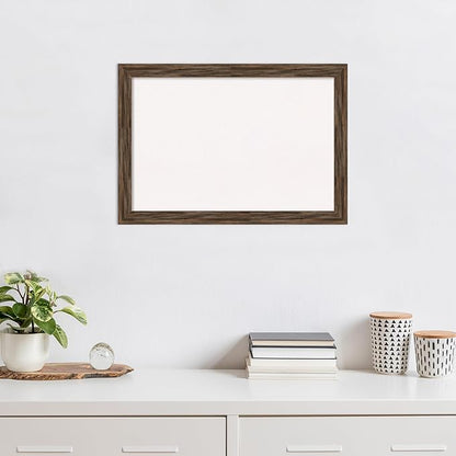 Amanti Art White Cork Board for Wall, 19x27 Vision Board with Brown Wood Frame, Medium Corkboard Office Decor for Home Organization, Rustic Farmhouse Corkboard Pinboard to display items for home