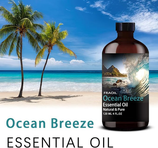 Ocean Breeze Essential Oil, Ocean Breeze Oil 4 Fl Oz 120ML for Diffuser Humidifier Yoga Cleaning DIY Candle Soap Making Perfume Gift for Women Fragrance Oils FRAOIL (Ocean Breeze 4 Fl Oz (Pack of 1))