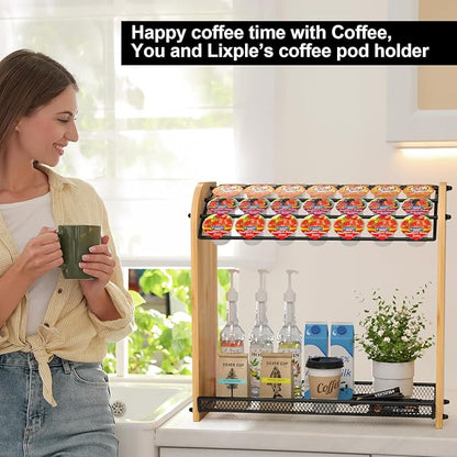 K Cup Holder Coffee Pod Organizer for Coffee Bar Accessories, K Cup Holders for Counter, Large Capacity K Cups Holder, Easy Assembly Coffee Station Organizer for Countertop (28 Coffee Pods At Least)