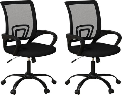 Bonzy Home Ergonomic Office Chairs Set of 2, Rolling Conference Room Chairs with Wheel, Mesh Computer Desk Chair with 360° Swivel, Height Adjustable, 2 Pack