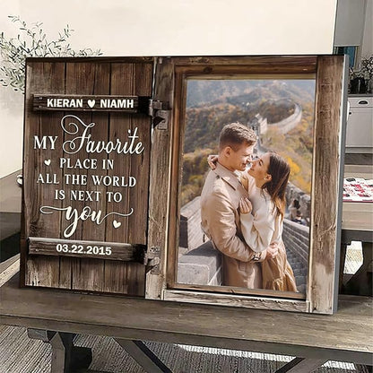 Love Signal Personalized Couple Canvas Wall Art, Custom Photo Print Canvas/Poster/Frame, Valentine's Day, Anniversary, Wedding Gifts for Her Him Boyfriend Girlfriend, Husband Wife Bedroom Decor
