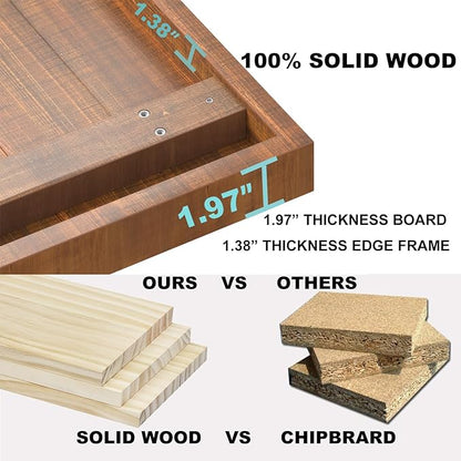 IBF Rustic Coffee Table, Industrial Solid Wooden Tea Table, Farmhouse Real Wood Center Coffee Table, Modern Minimalist Rectangle Cocktail Table, 39 in