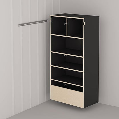 Prepac HangUps Large Storage Cabinet - Immaculate Black 36" Cabinet with Storage Shelves and Doors; Ideal for Bin and General Storage Solutions