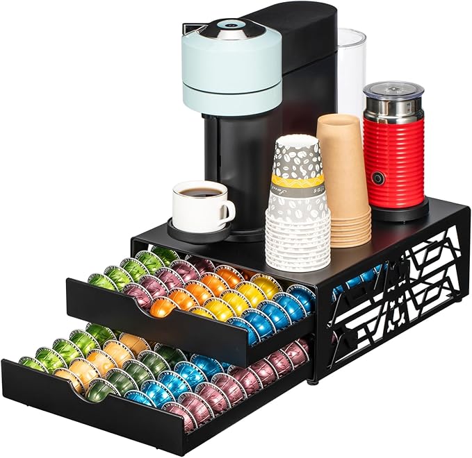 for Nespresso Pods Holder Vertuo Pod Holder for Vertuoline Capsules (100 pods-2tiers)