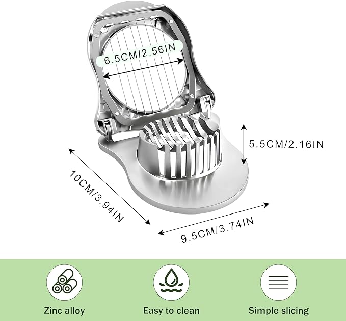 Egg Slicer with Zinc Alloy and Stainless Steel Wires, Hard Boiled Egg Cutter for Salads and Sandwiches