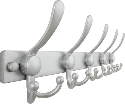 Dseap Coat Rack Wall Mount 2.0 Pro: Heavy Duty 300% Thicker, 16" Stud Mount, Stainless Steel Wall Coat Hooks Hanger for Clothes Jackets Hats Entryway Closet, MaxStrong Series, Silver
