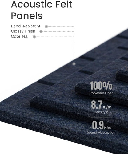 Fluxynara Felt Bulletin Board Tiles -28"x18" with 40 Adhesive Tabs, Cork Board Alternative for Office Decor, Push Pin Board Wall Organizer 6-Pack(Navy Blue)