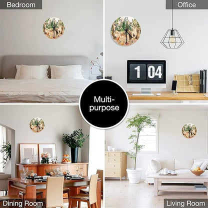 Forest Wood Wall Clock, Retro Mountain Forest Nature Tree Woodland Flower Animal Bear, Deer Pattern 12 Inch Silent Non-Ticking Battery Operated Round Clock for Bedroom Living Room Office Decor
