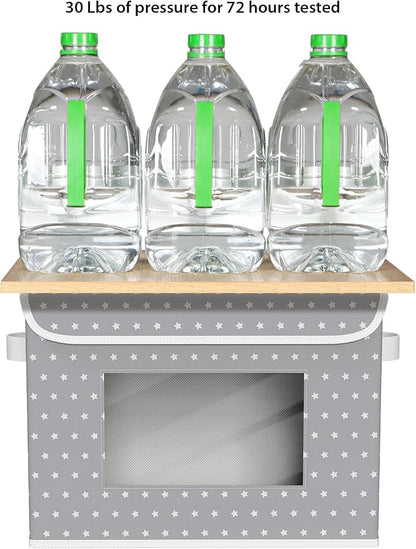 Univivi Fabric Foldable Storage Boxes [4-Pack] Large Collapsible Stackable Storage Bins with Lids, Closet Organizers and Storage Cube Basket for Home, Office, Bedroom (Gray Star, 17”x 12” x 12”)