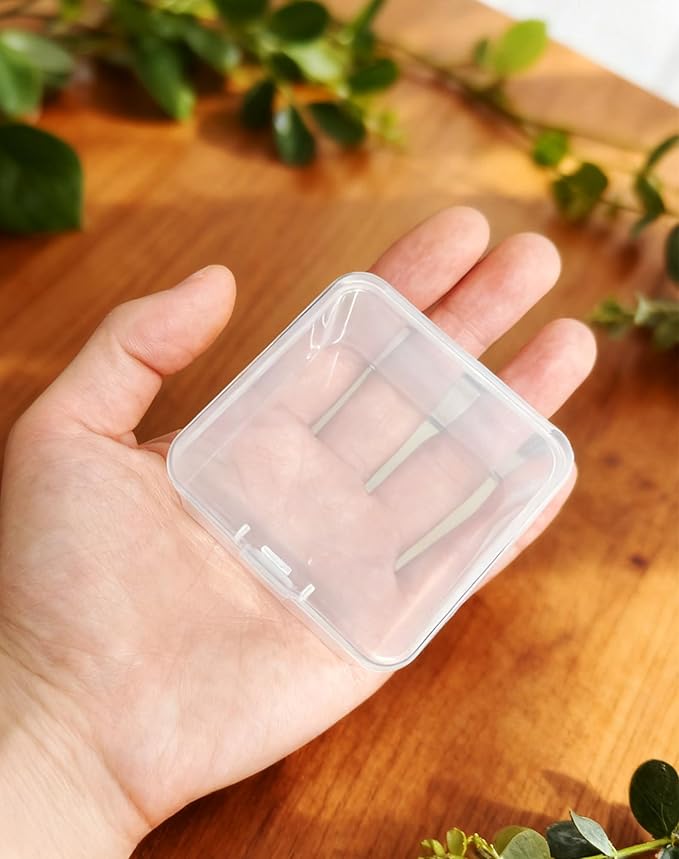LJY 60 Pieces Square Mini Clear Plastic Storage Containers Box Case with Lids for Small Items and Other Craft Projects (Transparent, 2.5 x 2.5 x 1.4 inch)