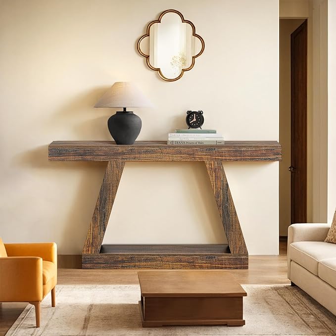 Spaco 55'' Long Console Table,2 Tier Farmhouse Narrow Entryway Table Sofa Table with Storage,Wood Behind Couch Table for Living Room, Hallway,Foyer