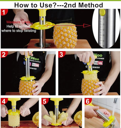Pineapple Cutter and Corer, Pineapple Corer and Slicer Tool,[Reinforced sharp blades & Heavy duty & Durable], Yhtawoo Best Pineapple Peeler, Stainless Steel Decorer Fruit Knife, Easy Core Remover