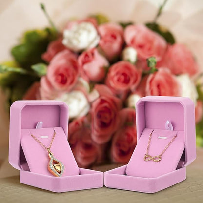Sureio 24 Pcs Velvet Jewelry Gift Boxes Bulk for Necklace Pendant Ring Earring Display Case for Christmas Wedding(Pink)