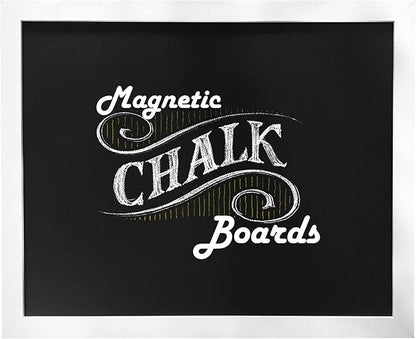Loddie Doddie Magnetic Chalk Board - 18" x 22", White Frame, Wall Mount - Stain-Resistant Easy-Erase Surface - Magnetic Board Display For Photos & Notes - Kids Chalkboard for Creative Fun with Magnets