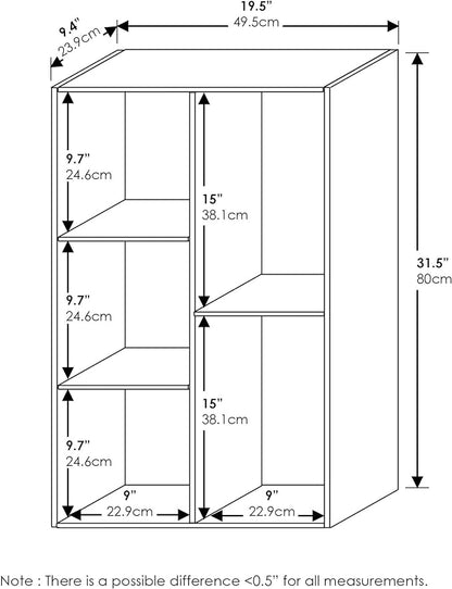 Furinno LUDER Book Shelf, 5-Cube Bookshelf, Reversible Bookcase, 9.4 x 19.5 x 31.5, for Living Room, Bedroom, Home Office, White/Pink