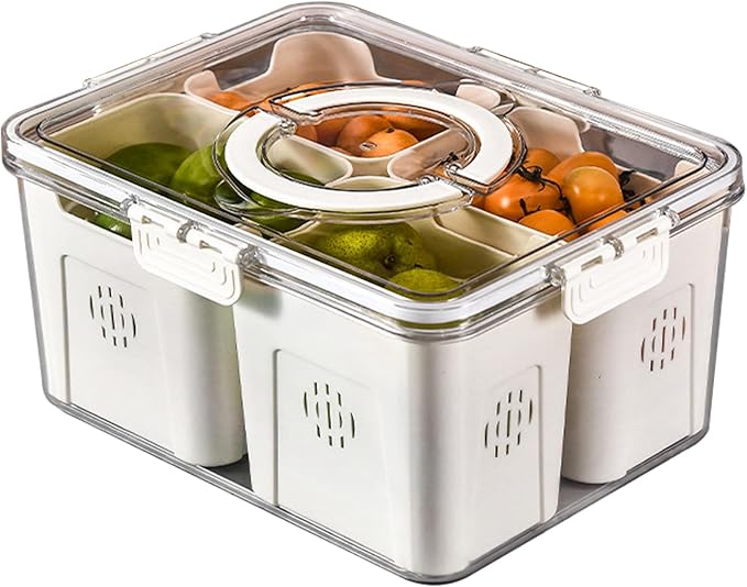 Refrigerator Organizer With Lids (4 Compartments), Fridge Storage, Fridge Organizers And Storage Clear, Fridge Organization, Storage Containers, Stackable With Lid Fridge Organizers