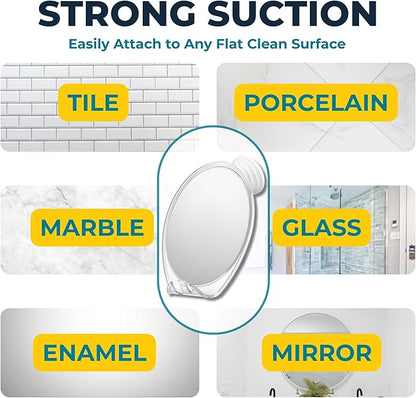 HONEYBULL Fogless Shower Mirror with Suction Mount & Swivel – Anti-Fog Acrylic Bathroom Mirror for Shaving – Built-in Razor Holder, Easy Install, Home Shower Accessory (Extra-Large)