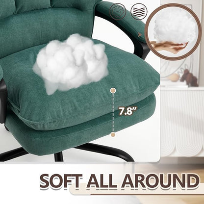 Comfy Office Chair Soft and Double Padded Computer Desk Chairs for Long Hours Executive Office Chair with Height Adjustment Work Chairs for Home Office Teal Blue