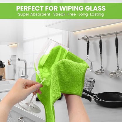 SIFANGKE Microfiber Cleaning Cloth, 12 Pack Limegreen Cleaning Rags for Housekeeping, Reusable Microfiber Towels for Car, Kitchen, Bathroom and Household Cleaning Supplies, 11.8"X11.8"