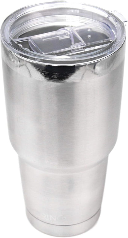 Drinco - 30 oz Stainless Steel Tumbler | Double Walled Vacuum Insulated Mug With Lid, 2 Straws, For Hot & Cold Drinks (30oz Stainless Steel, 30oz)