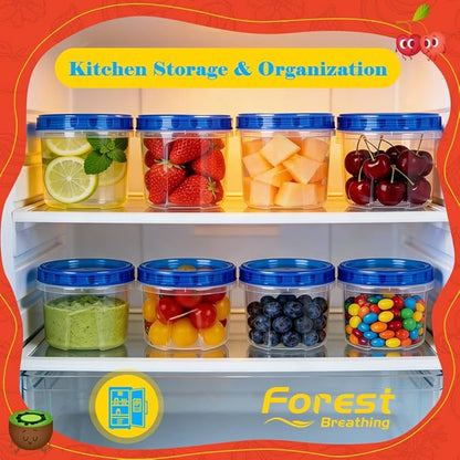 10 Pack 17oz Reusable Freezer Storage Containers with Twist Top Lids Airtight, Clear Plastic Food Storage Meal Prep Containers for Leftover Lunch Fruit Salad Snack, Small Soup Container Microwave Safe