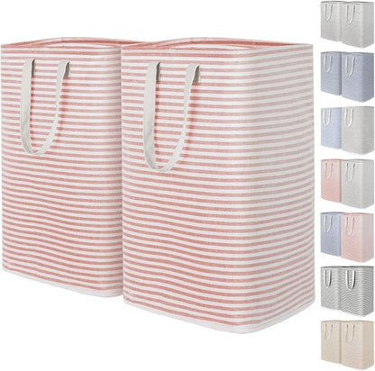 Lifewit 2 Pack Laundry Hamper Large Collapsible Laundry Baskets, Freestanding Waterproof Clothes Hamper with Easy Carry Handles in Laundry Room Bedroom Bathroom College Dorm, Pink, 2 x 80L