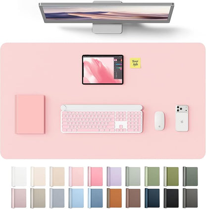 YSAGi Leather Desk Protector, Office Mat, Large Mouse Mat, Non-Slip PU Leather Blotter, Laptop Desk Mat, Waterproof Writing Pad for Office and Home(Light Pink, 40" x 24")