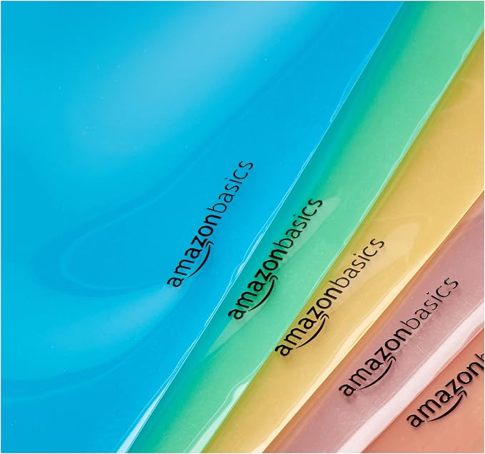 Amazon Basics Tab Dividers for 3 Ring Binder, Two Pocket, Letter Size, Assorted Colors, 5 Count