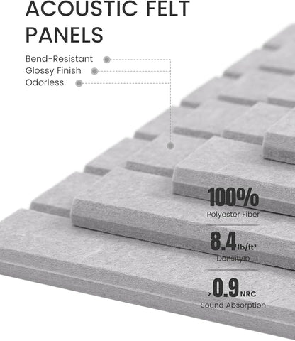 Fluxynara Felt Bulletin Board Tiles -28"x18" with 40 Adhesive Tabs, Cork Board Alternative for Office Decor, Push Pin Board Wall Organizer 6-Pack (Soft Gray)